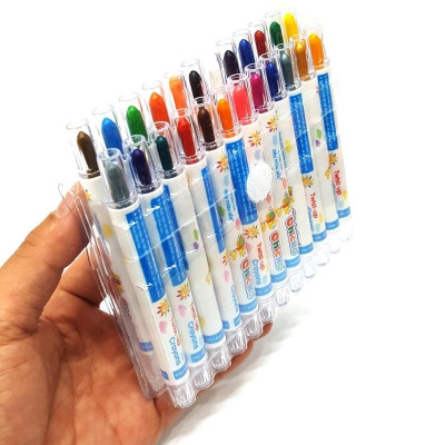 Bút Sáp Màu Xoay - 24 Màu DK 3301-24 (Túi Nhựa PVC)