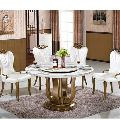 Bộ bàn ăn mặt đá tròn xoay 6 ghế nhập khẩu Tundo HFC-BBA003-13 cao cấp