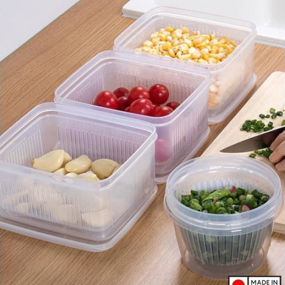 Bộ 03 hộp thực phẩm có giá lót Nakaya 1100ml hàng nội địa Nhật Bản K.230#