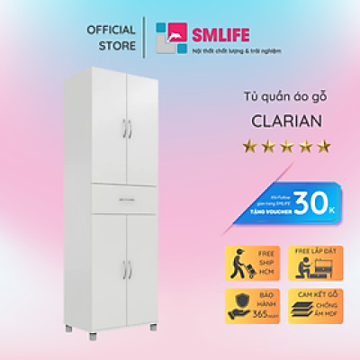 Tủ áo nhỏ gọn tủ đựng quần áo bằng gỗ MDF SMLIFE Clarian