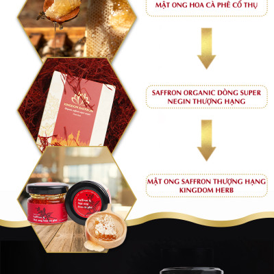 Saffron mật ong Kingdom Herb thượng hạng chính hãng 100% hộp 40g (tặng que lấy mật)