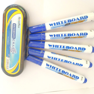 Combo 05 Cây Bút Lông Bảng FO-WB015 Và 01 Cái Lau Bảng FO-WBE01 (Màu Xanh)