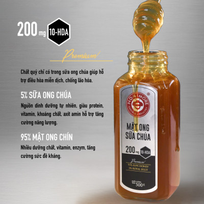 Combo Mật ong rừng sữa ong chúa Honimore 500g và mật ong rừng nguyên chất Honimore 360g - Giúp đẹp da, tăng cường sức đề kháng