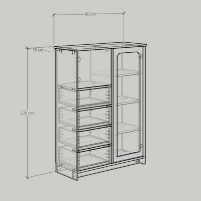 [Happy Home Furniture] NOMIA , Tủ lưu trữ 5 ngăn - 1 cửa mở , 90cm x 35cm x 120cm ( DxRxC), TCM_035