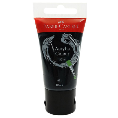 Tuýp màu vẽ acrylic 30ml black (đen) Faber 183099