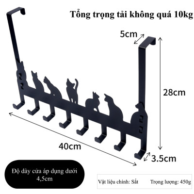 Móc treo quần áo, Móc treo quần áo gắn sau cửa, móc treo cửa hoạ tiết dễ thương, nhiều móc, treo được nhiều đồ 