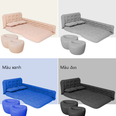 Nệm giường hơi cho xe ô tô, xe hơi 5, 7 chỗ cao cấp, tiện dụng có thành chắn an toàn cho trẻ nhỏ kèm theo bơm điện 12V