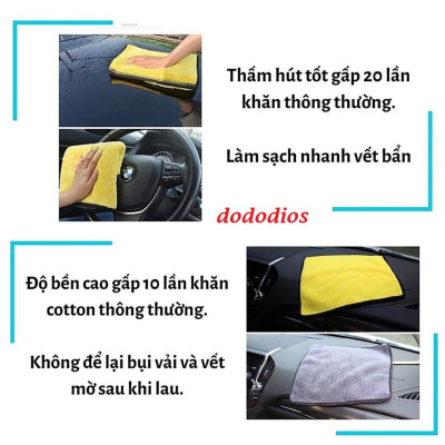 Khăn lau xe dododios siêu sạch siêu thấm hút lau ô tô xe máy xe đạp - hàng chính hãng 30x30cm