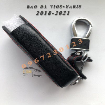 Bao Da Ốp Móc Chìa Khóa TOYOTA VIOS - YARIS 2019-2020 2 Nút Có Chìa Cam Kết Da Thật Bền Bỉ, Có LOGO Kim Loại