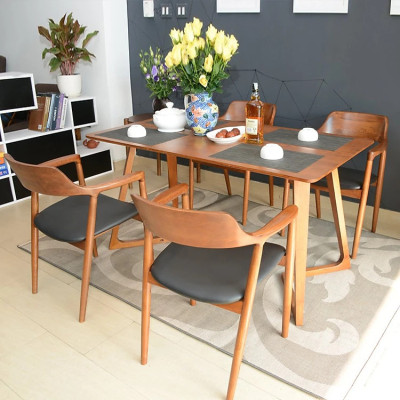 Bộ bàn ăn mặt gỗ kèm 4 ghế cao cấp BAMSF07 Juno Sofa Kích thước 1m4 x 80cm