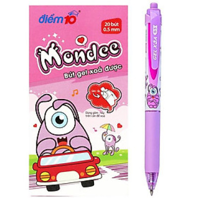 Hộp 20 Bút Gel Xóa Được Mondee 0.5 mm - Điểm 10 TP-GELE-003 - Mực Tím