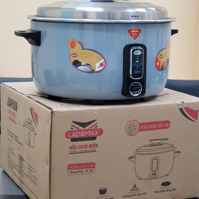 Nồi cơm điện công nghiệp chống cháy cơm 16Lit Ladomax Nhật HA-71160, mâm nhiệt oxi hóa cứng chống teo mâm-Hàng chính hãng
