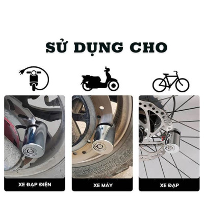 Khóa thép phanh đĩa xe máy chống trộm, khoá phanh đĩa chất liệu 100% thép nguyên khối cho moto, xe máy, xe đạp D Danido
