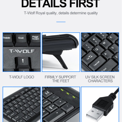 Bàn Phím Văn Phòng T-WOLF T15 USB- Hàng Chính Hãng