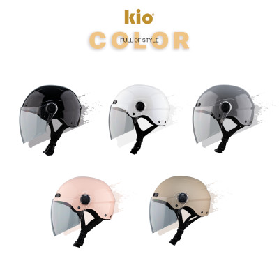 Mũ Bảo Hiểm Nửa Đầu Kio SafeStyle Go KN02KD, Kính Dài Phủ Nano Chống Tia UV, Lớp Lót Kháng Khuẩn
