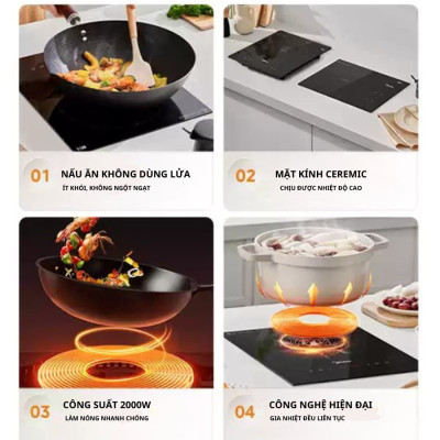 Bếp Điện Từ Đơn Chính Hãng SOWUN SW163S, Mặt Kính Ceramic Chịu Được Nhiệt Độ Cao, Công Suất 2000W