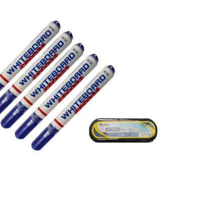 Combo 05 Cây Bút Lông Bảng FO-WB015 Và 01 Cái Lau Bảng FO-WBE01 (Màu Xanh)