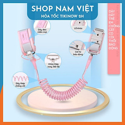 Dây Dắt Chống Lạc Bảo Vệ Bé Có Còi, Lõi Thép, Có Khóa, Dây Phản Quang