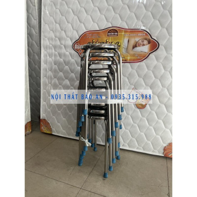 Bộ bàn ăn inox 1m2 kèm 10 ghế inox chân cao