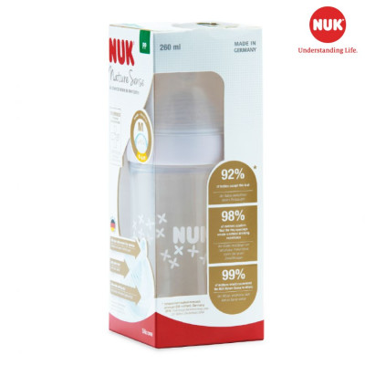 Bình sữa NUK Nature Sense nhựa PP 260ml núm ti Silicone S1 - M (Giao ngẫu nhiên)