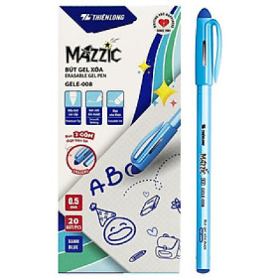 Hộp 20 Bút Gel Xóa Được 0.5 mm - Mazzic Thiên Long GELE-008 - Mực Xanh