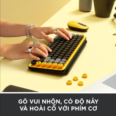 Bàn phím cơ học không dây Bluetooth Logitech POP Keys kết nối đa thiết bị các phím Emoji tùy chỉnh - Hàng chính hãng