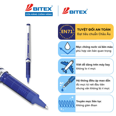 Combo 03 Bút lông bi Bitex R03 mực xanh ngòi 0.5mm
