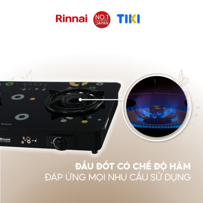 Bếp gas dương Rinnai RV-715Slim(GL-Bubble) mặt bếp kính và kiềng bếp men - Hàng chính hãng.