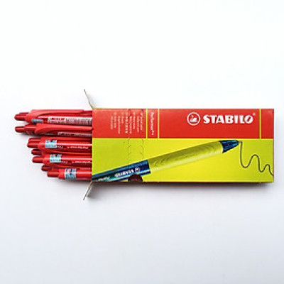 Hộp Bút bi STABILO Performer+ BP328 - Hộp 10 bút xanh 0.5mm + Bút xóa CPS88 (BP328XF/10-BU+)