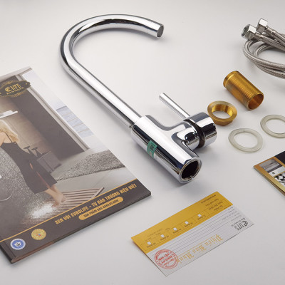 Vòi rửa  chén nóng lạnh Đồng mạ Chrome Eurolife EL-KM01 (Trắng bạc)