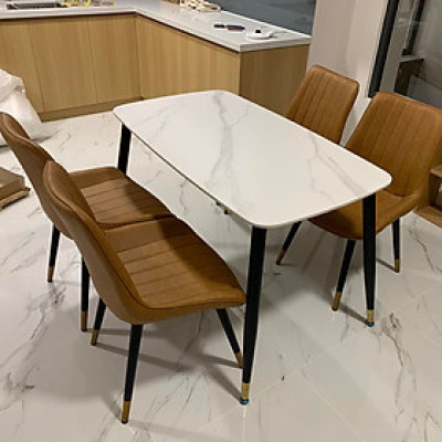 Bàn ăn mặt đá phiến ceramic kèm ghế Loft