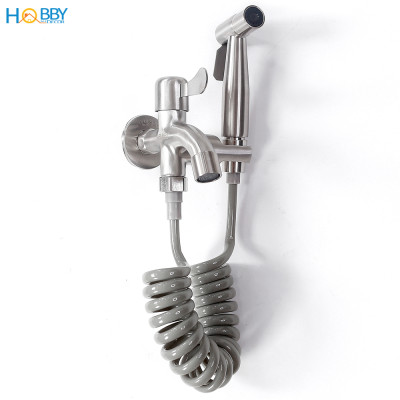 Bộ vòi xịt vệ sinh kèm vòi xả inox 304 dây lò xo Hobby Home Decor GXLX
