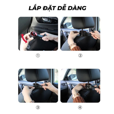 Móc treo đồ trên ô tô gài trước sau ghế sành điệu kèm giá đỡ kẹp điện thoại trên xe tiện lợi thiết kế chắc chắn cao cấp