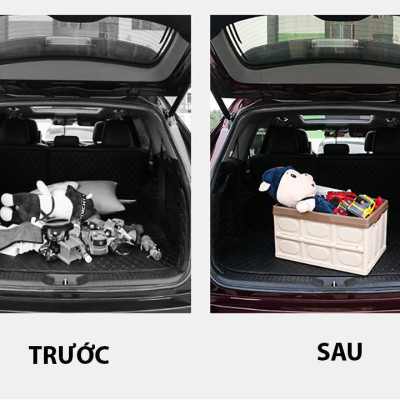 Thùng đựng đồ Ô Tô để cốp có thể gập gọn có nắp đậy, dùng để đựng đồ chơi trẻ em, đồ đi chợ, siêu  thị, đồ chơi khi đi dã ngoại hay pic nic để xe bạn gọn gàng hơn khi di chuyển - dung tích55L