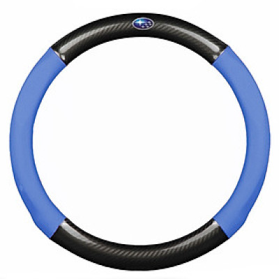 Bọc vô lăng TTAUTO cho xe ô tô có logo SUBARU chất liệu da vân carbon cao cấp (Đen Xanh)