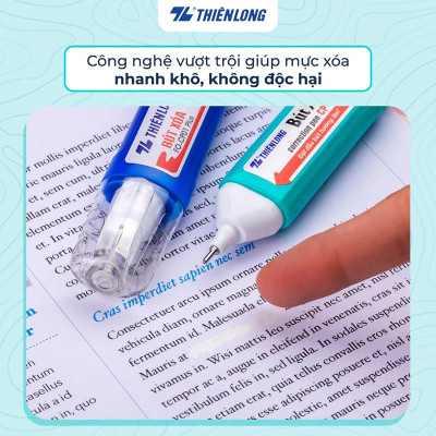 Bút xóa nước 12ml Thiên Long CP-02 xóa sạch, nhanh khô, an toàn sử dụng, thuận tiện học sinh, sinh viên, văn phòng