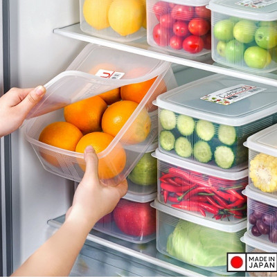 Combo hộp đựng thực phẩm 3.0L + Set 03 hộp chia thức ăn dặm cho bé 180ml - Hàng nội địa Nhật Bản #Made in Japan