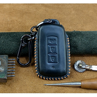 Bao Da Chìa Khóa Ô Tô Handmade Mitsubishi 3 nút Da Bò - hàng chính hãng