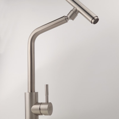 Vòi rửa chén nóng lạnh Inox SUS 304 nguyên khối đầu vòi xoay 360 độ Eurolife EL-T031 (Trắng vàng)