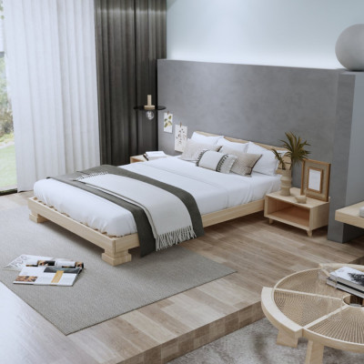 Giường ngủ gỗ CT08 Juno Sofa màu vàng nhạt 