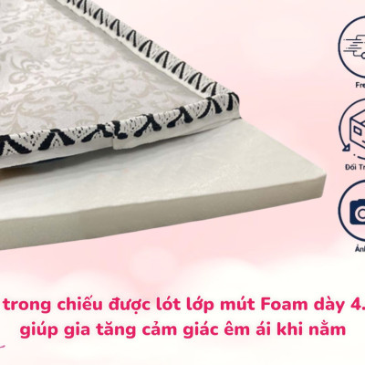 Chiếu Điều Hòa Sợi Mây Tổng Hợp Có Lớp Mút Foam Dày 5cm Đủ Size Thoáng Mát Và Êm Ái