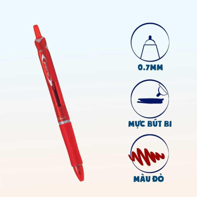 Bút Bi Pilot Acroball Mực Đỏ 1mm - BAB-15F-R-BG