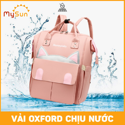 Balo bỉm sữa ĐA NĂNG có túi đựng đồ giữ nhiệt cho mẹ và em bé sơ sinh MÈO YÊU - MySun