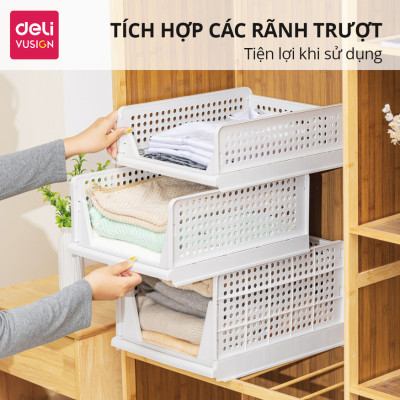 Kệ Ngăn Kéo Nhựa Phân Chia Tủ Quần Áo DELI Khay Ngăn Kéo Đa Năng Đựng Quần Áo Vật Dụng