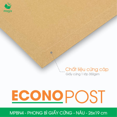 MPBN4 - 26x19 cm - Combo 60 phong bì giấy cứng đóng hàng màu nâu thay thế túi gói hàng
