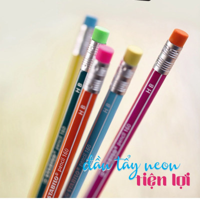 Bút chì gỗ STABILO pencil 160 có đầu tẩy, thân sọc trắng - xanh dương