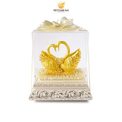 Tượng đôi chim thiên nga dát vàng(19x29x35cm)- Hàng chính hãng, trang trí nhà cửa, phòng làm việc, quà tặng sếp, đối tác, khách hàng, tân gia, khai trương 