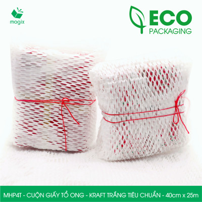 MHP4T - 40cm x 25m - Cuộn giấy tổ ong gói quà, gói hàng chống sốc - Kraft trắng kem Tiêu Chuẩn