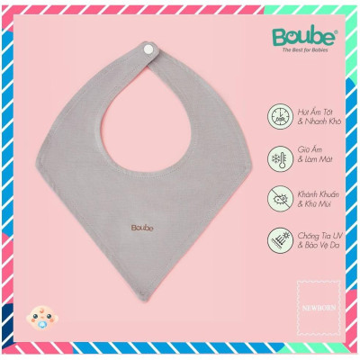Khăn yếm tam giác đeo cổ có cúc bấm cho em bé sơ sinh, trẻ nhỏ Boube nhiều màu, vải sợi tre Bamboo thông minh, thoải mái