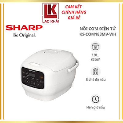 Nồi cơm điện tử Sharp 1.8 lít KS-COM183MV-WH - Hàng chính hãng